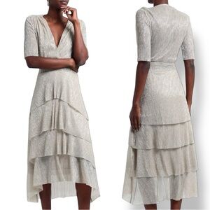 NWT! MAJE Ruffine Ruffle Stretch Lurex Dress Size 40FR/Medium